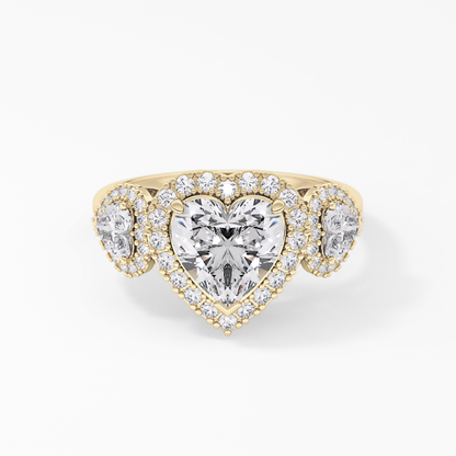 Heart Three Stone Lab Grown Diamond Engagement Ring