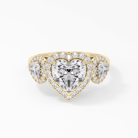 Heart Three Stone Lab Grown Diamond Engagement Ring