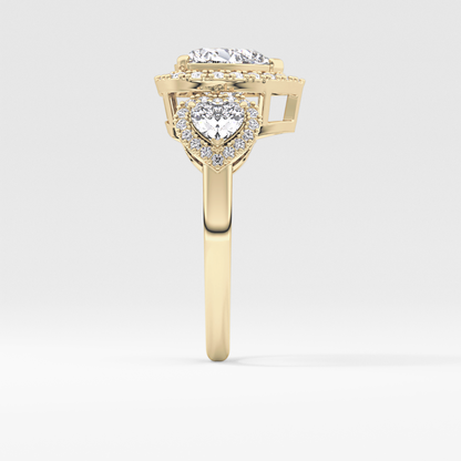 Heart Three Stone Lab Grown Diamond Engagement Ring