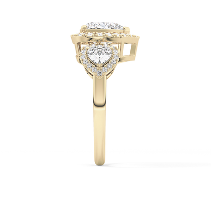 Heart Three Stone Lab Grown Diamond Engagement Ring