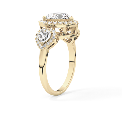 Heart Three Stone Lab Grown Diamond Engagement Ring