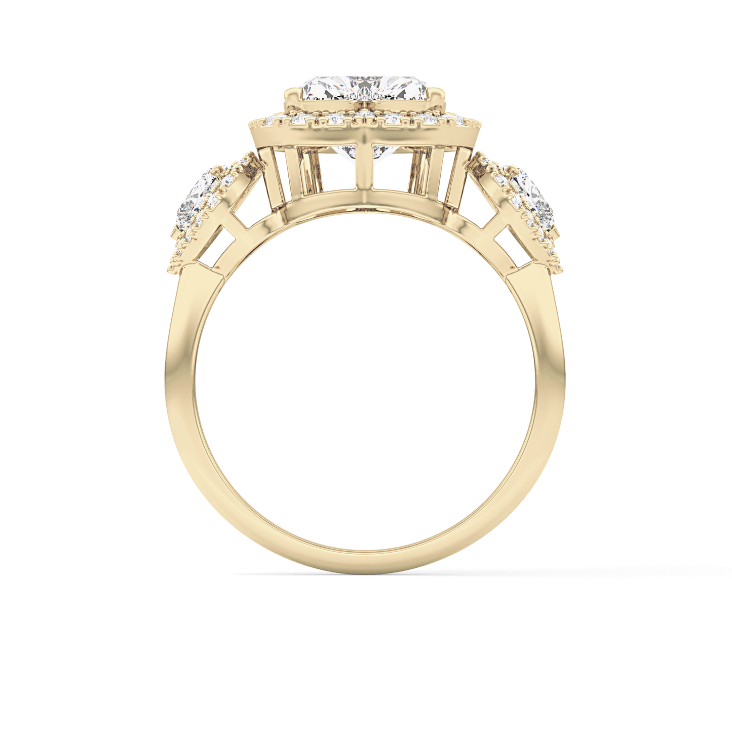 Heart Three Stone Lab Grown Diamond Engagement Ring