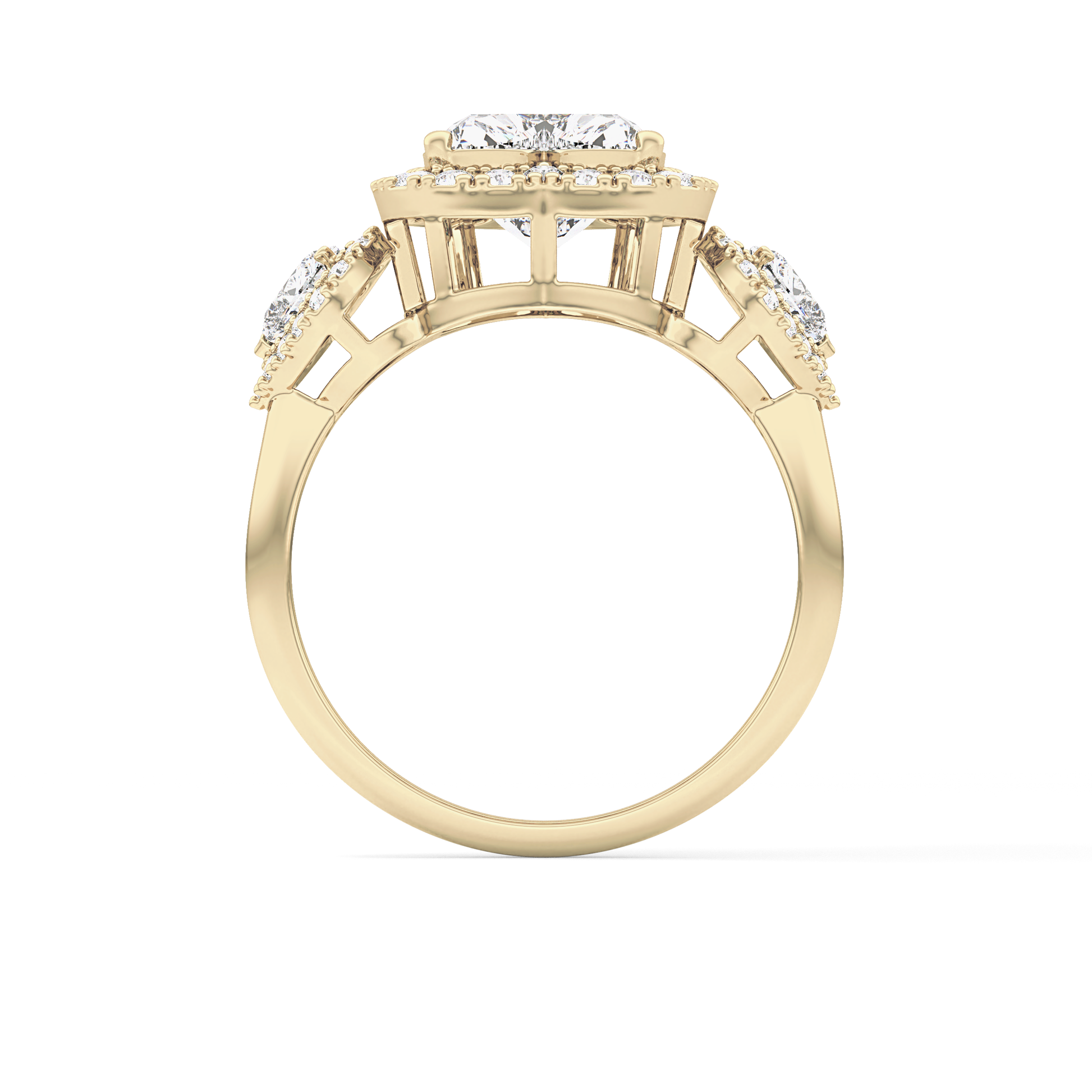 Heart Three Stone Lab Grown Diamond Engagement Ring