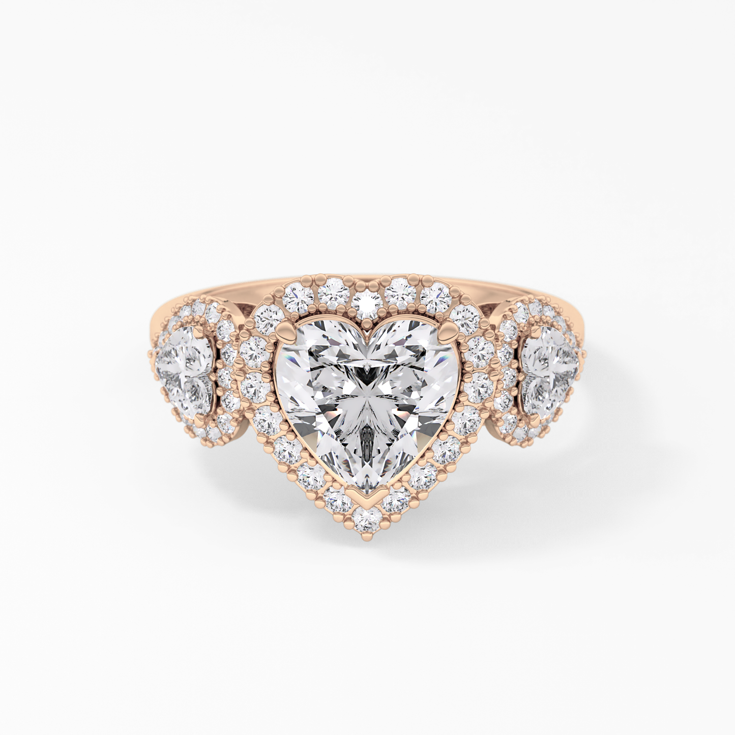 Heart Three Stone Lab Grown Diamond Engagement Ring