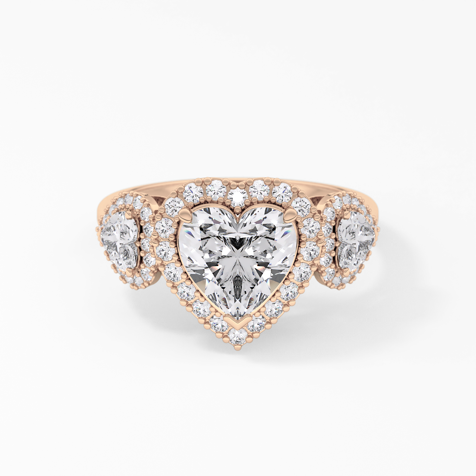 Heart Three Stone Lab Grown Diamond Engagement Ring