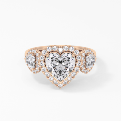 Heart Three Stone Lab Grown Diamond Engagement Ring