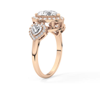 Heart Three Stone Lab Grown Diamond Engagement Ring