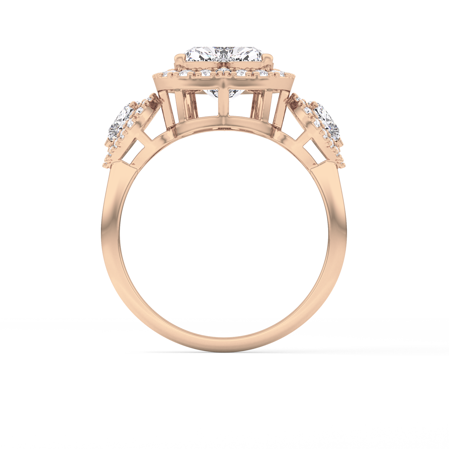 Heart Three Stone Lab Grown Diamond Engagement Ring
