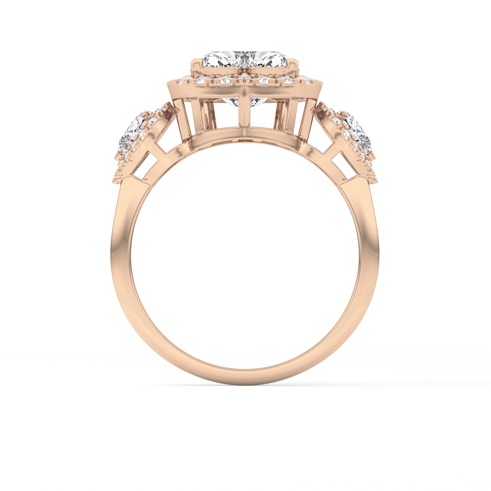 Heart Three Stone Lab Grown Diamond Engagement Ring