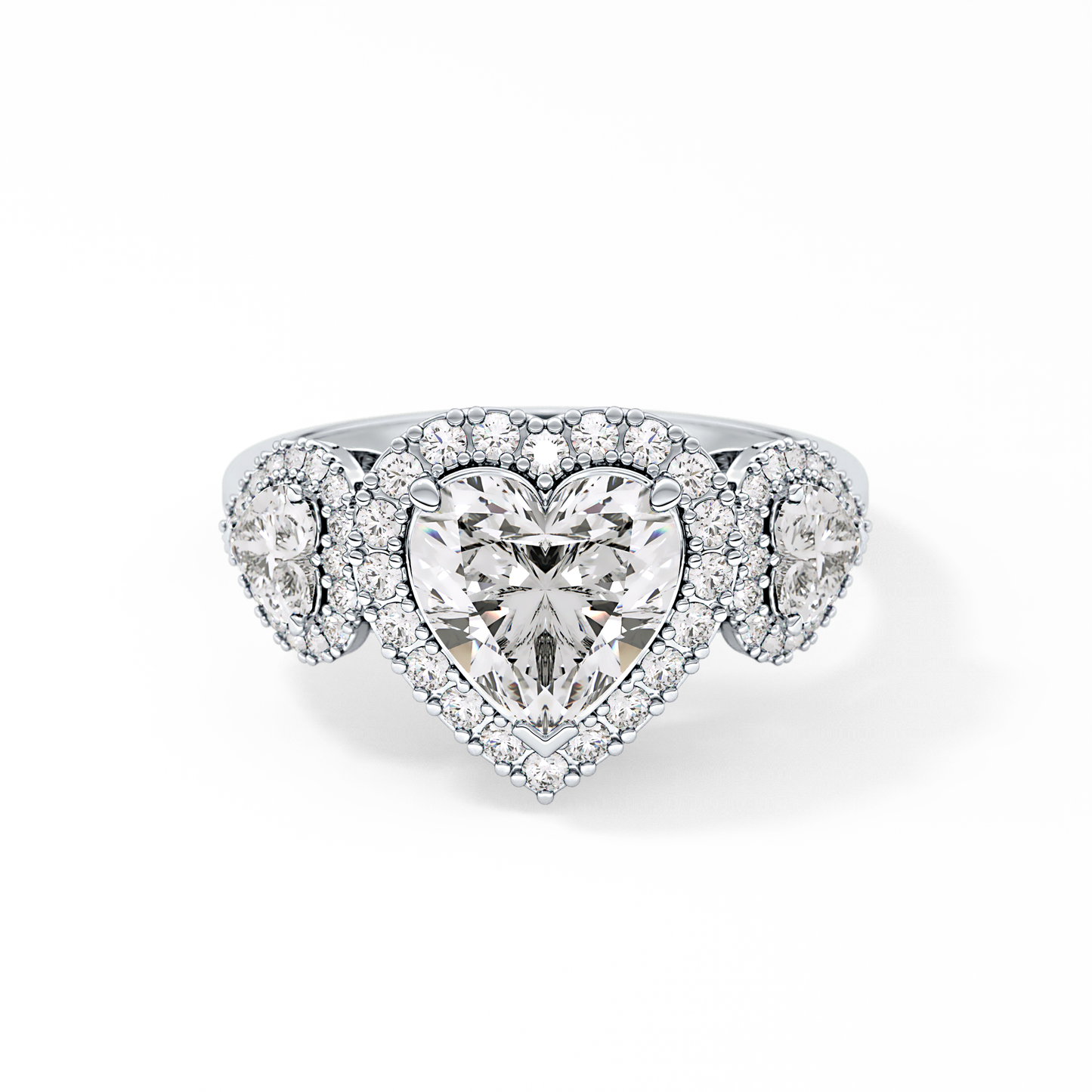 Heart Three Stone Lab Grown Diamond Engagement Ring
