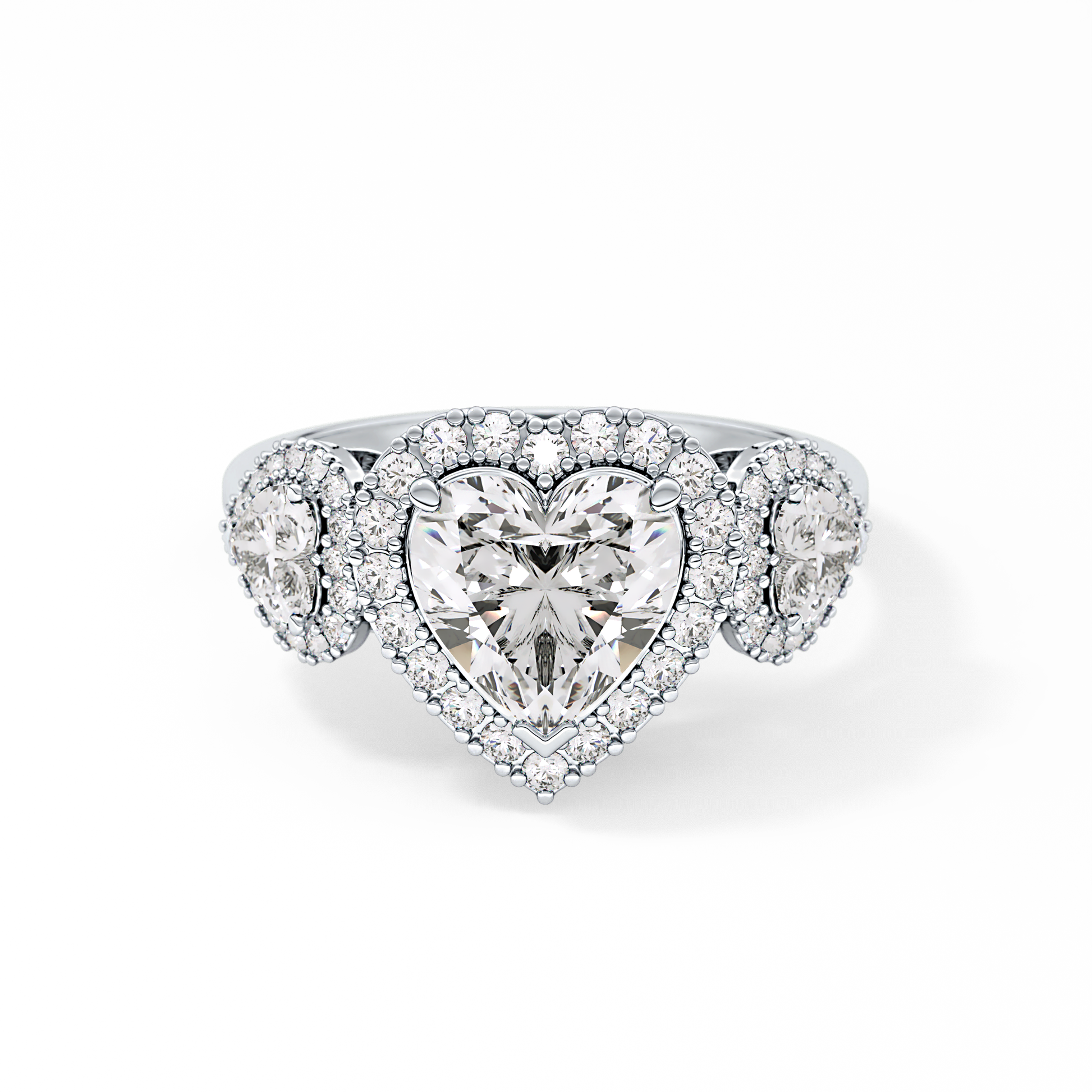 Heart Three Stone Lab Grown Diamond Engagement Ring
