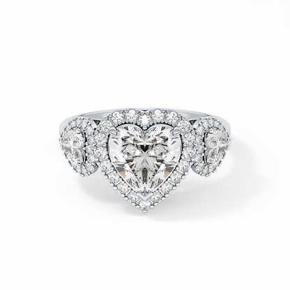 Heart Three Stone Lab Grown Diamond Engagement Ring