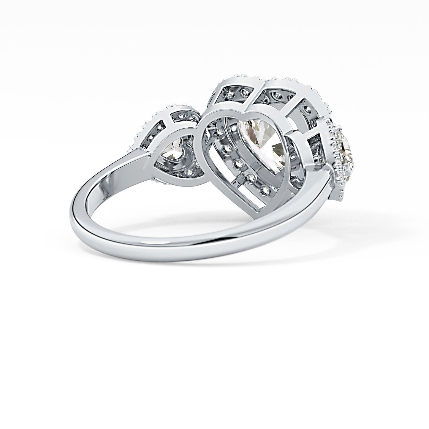 Heart Three Stone Lab Grown Diamond Engagement Ring