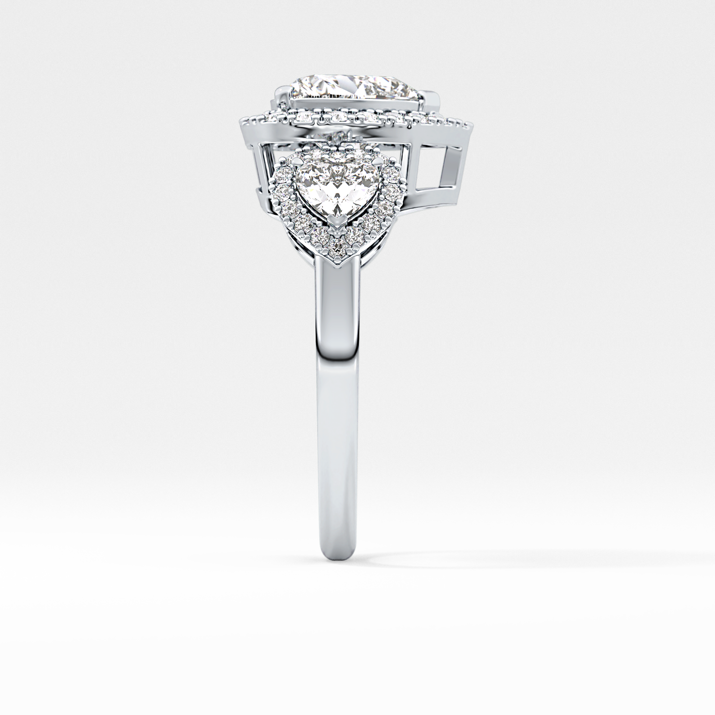 Heart Three Stone Lab Grown Diamond Engagement Ring