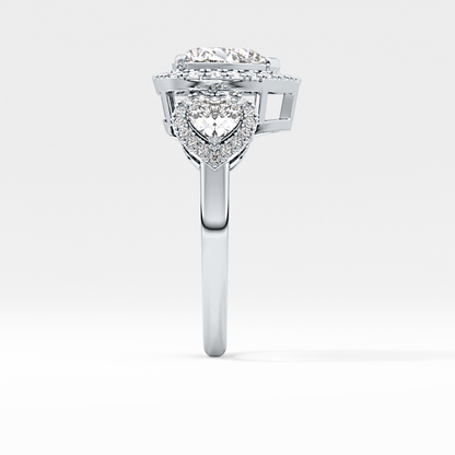 Heart Three Stone Lab Grown Diamond Engagement Ring