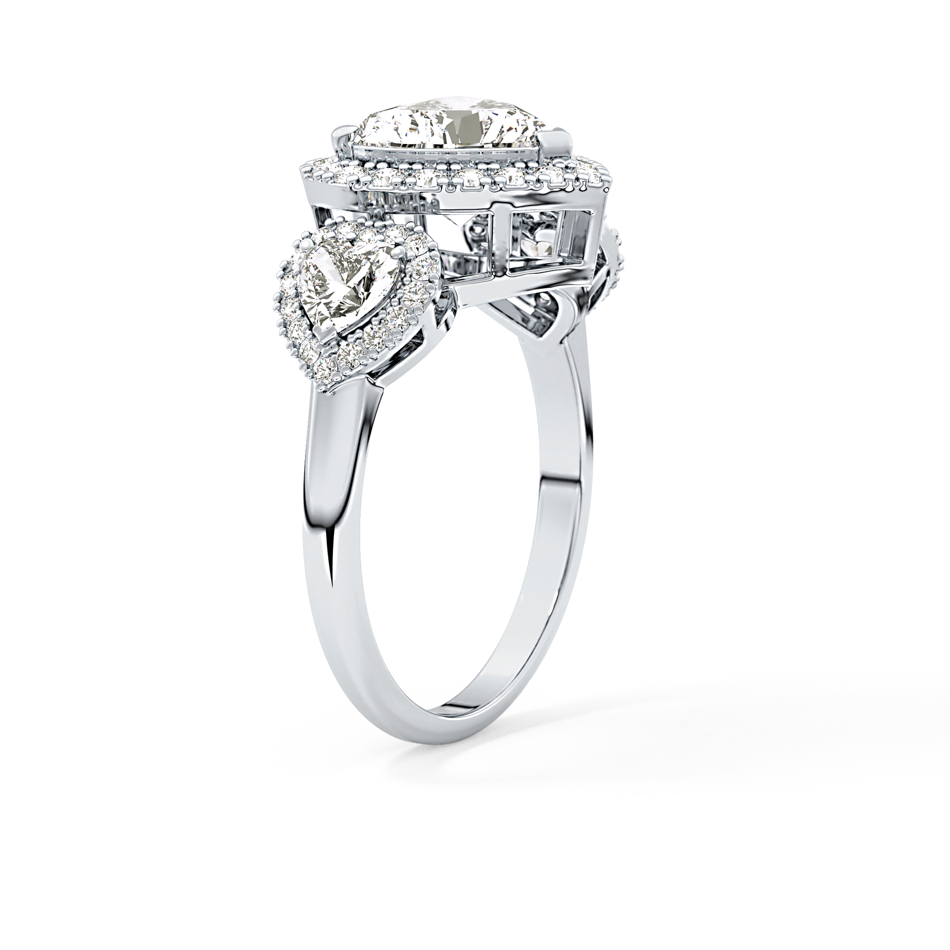 Heart Three Stone Lab Grown Diamond Engagement Ring