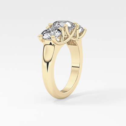 Round Three Stone Lab Grown Diamond Engagement Ring