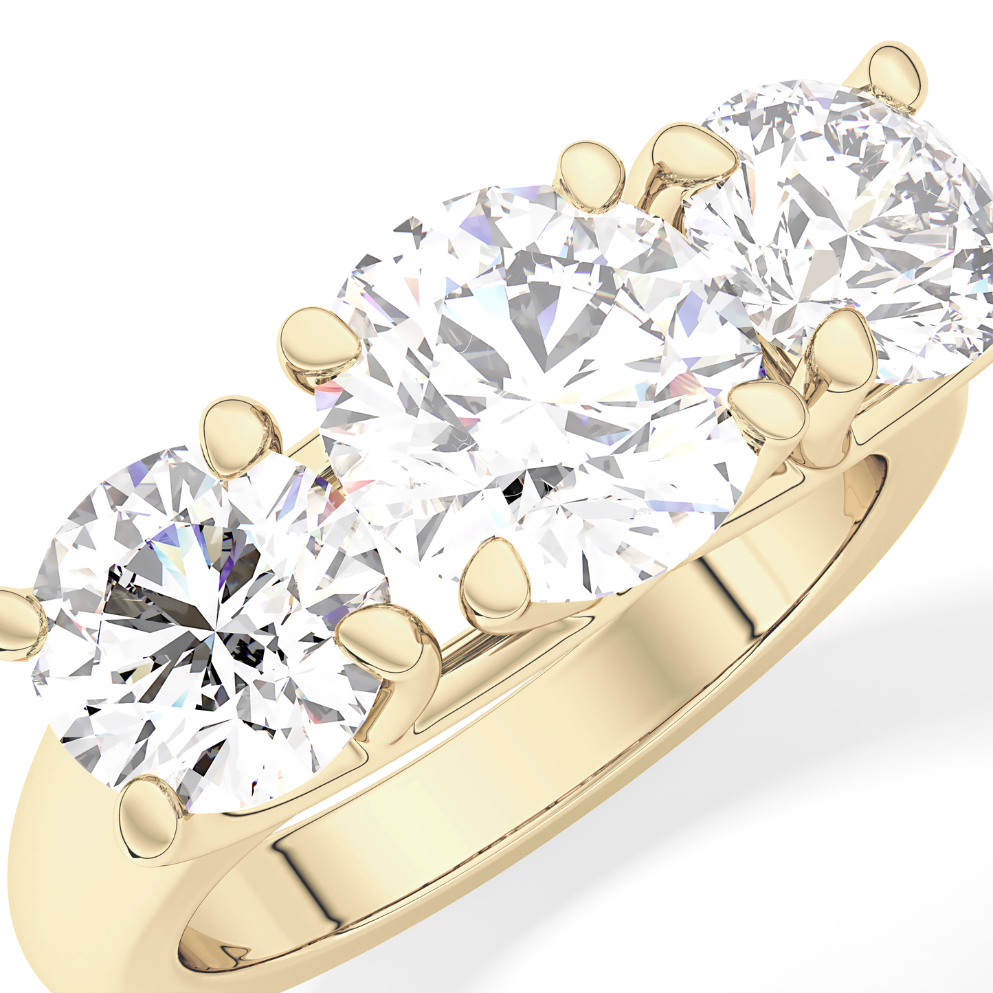 Round Three Stone Lab Grown Diamond Engagement Ring