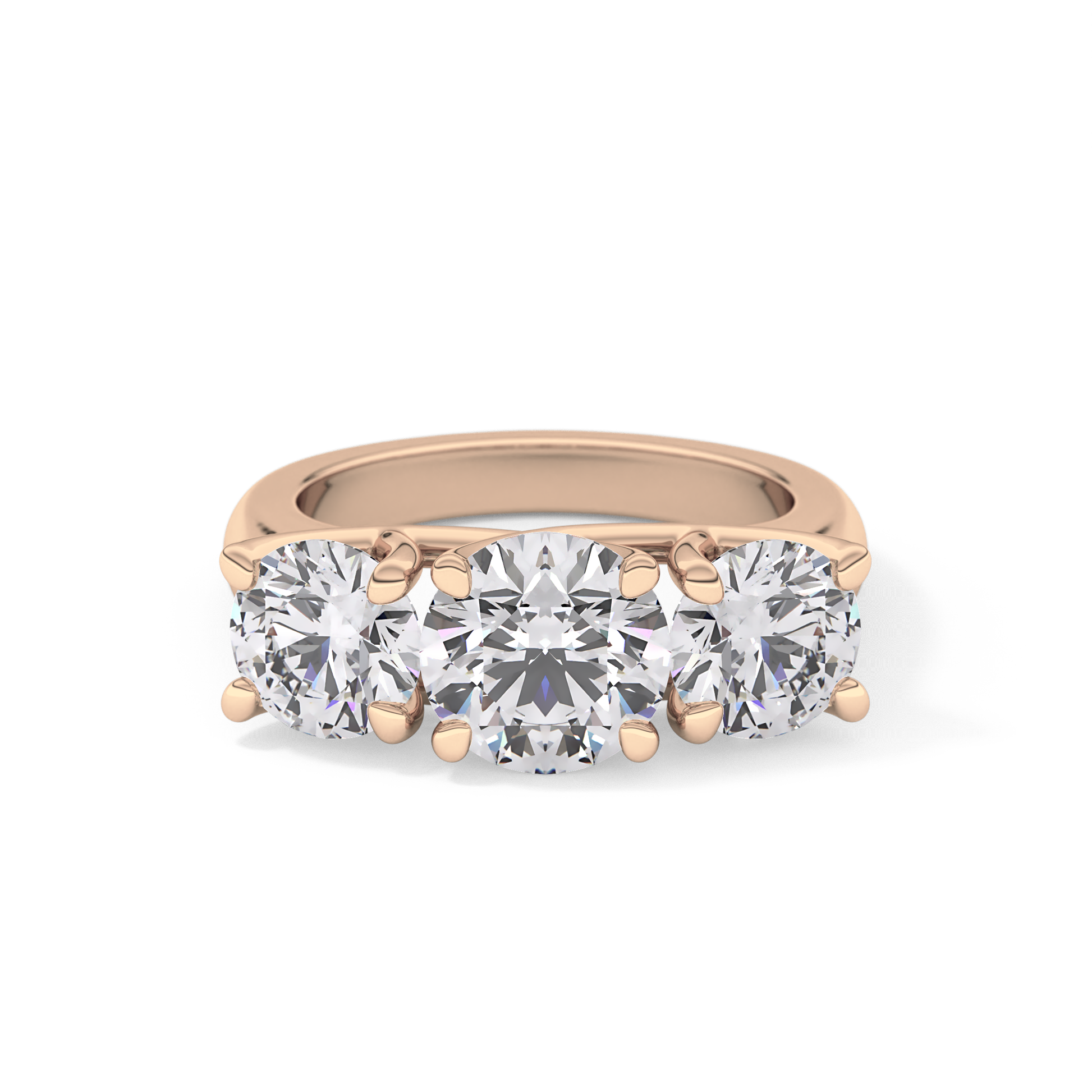 Round Three Stone Lab Grown Diamond Engagement Ring
