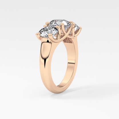 Round Three Stone Lab Grown Diamond Engagement Ring