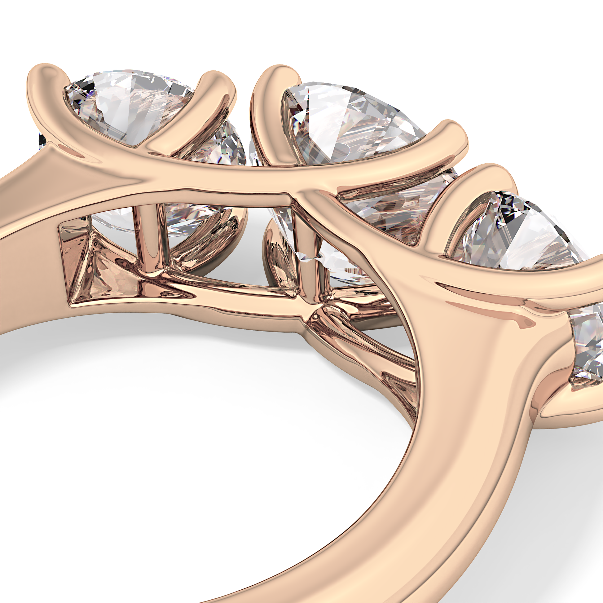Round Three Stone Lab Grown Diamond Engagement Ring