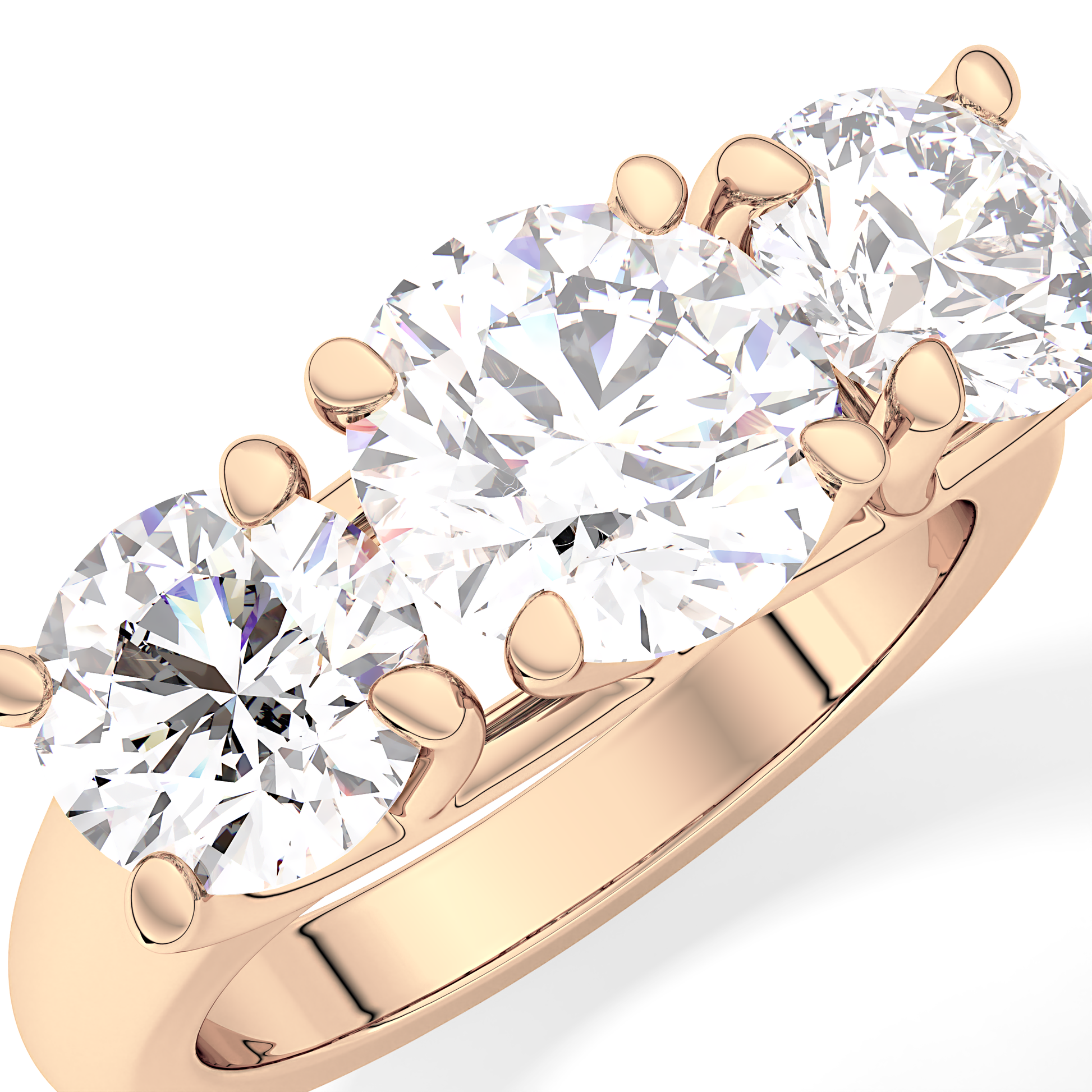 Round Three Stone Lab Grown Diamond Engagement Ring