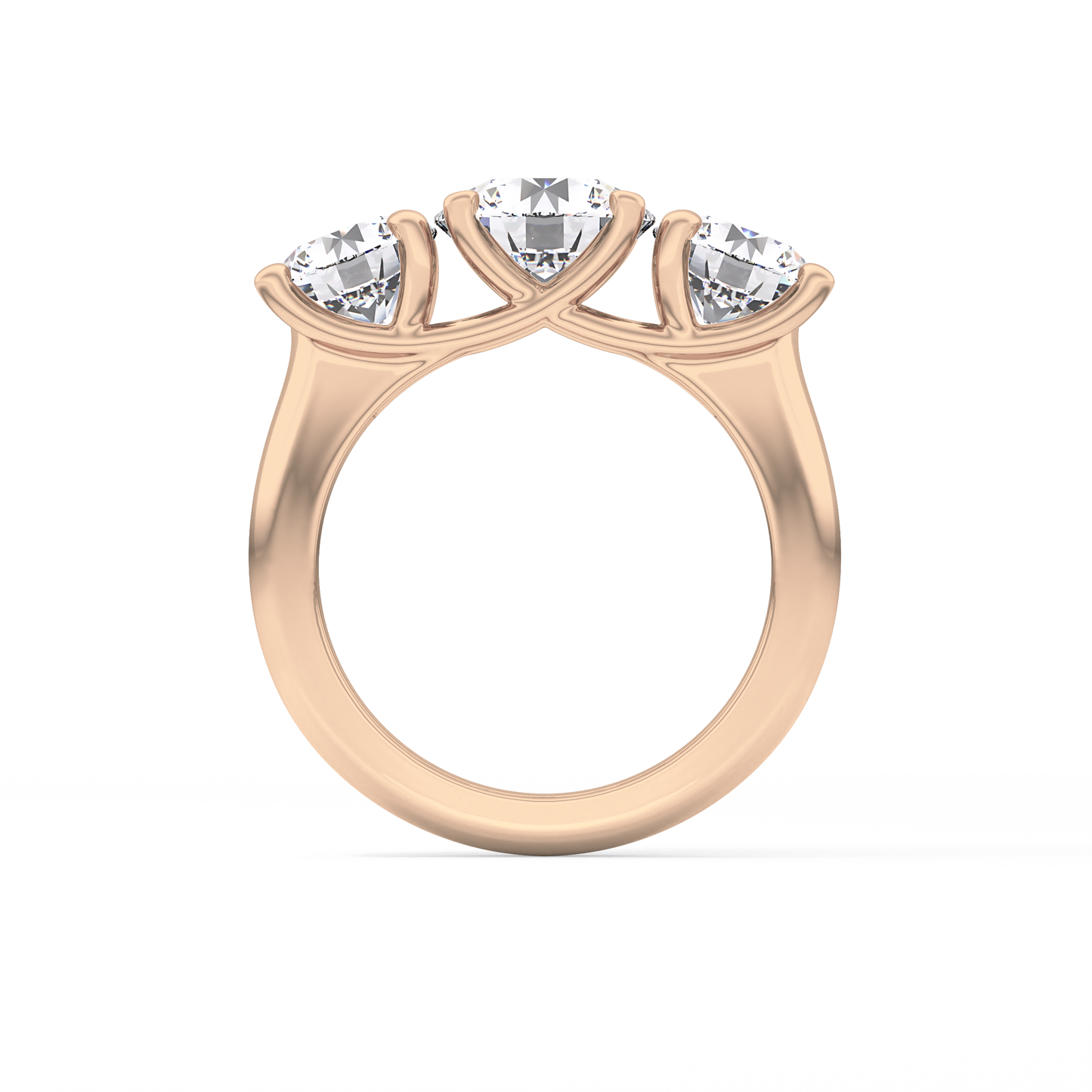 Round Three Stone Lab Grown Diamond Engagement Ring