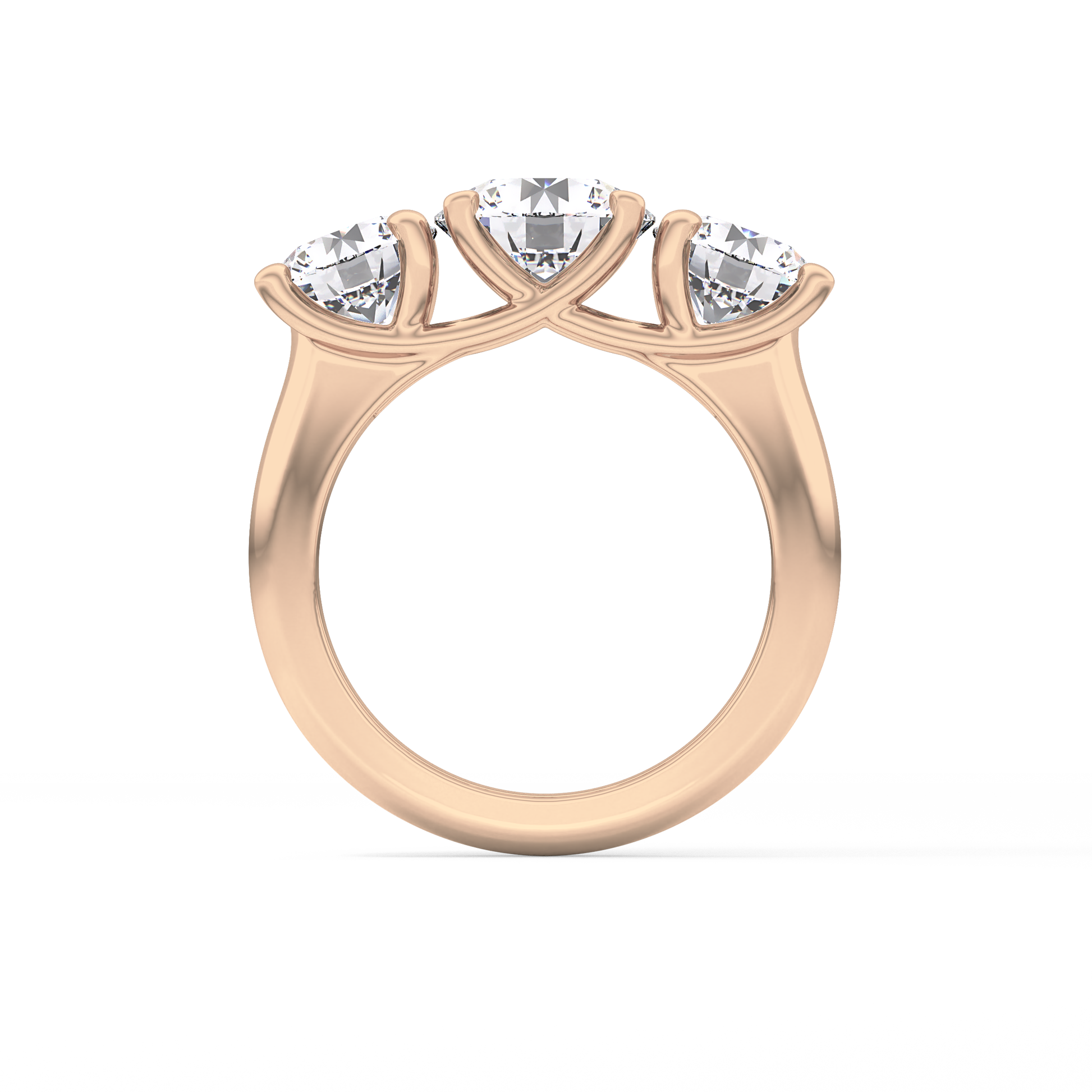 Round Three Stone Lab Grown Diamond Engagement Ring