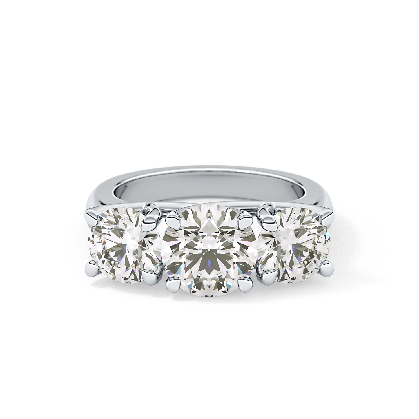 Round Three Stone Lab Grown Diamond Engagement Ring