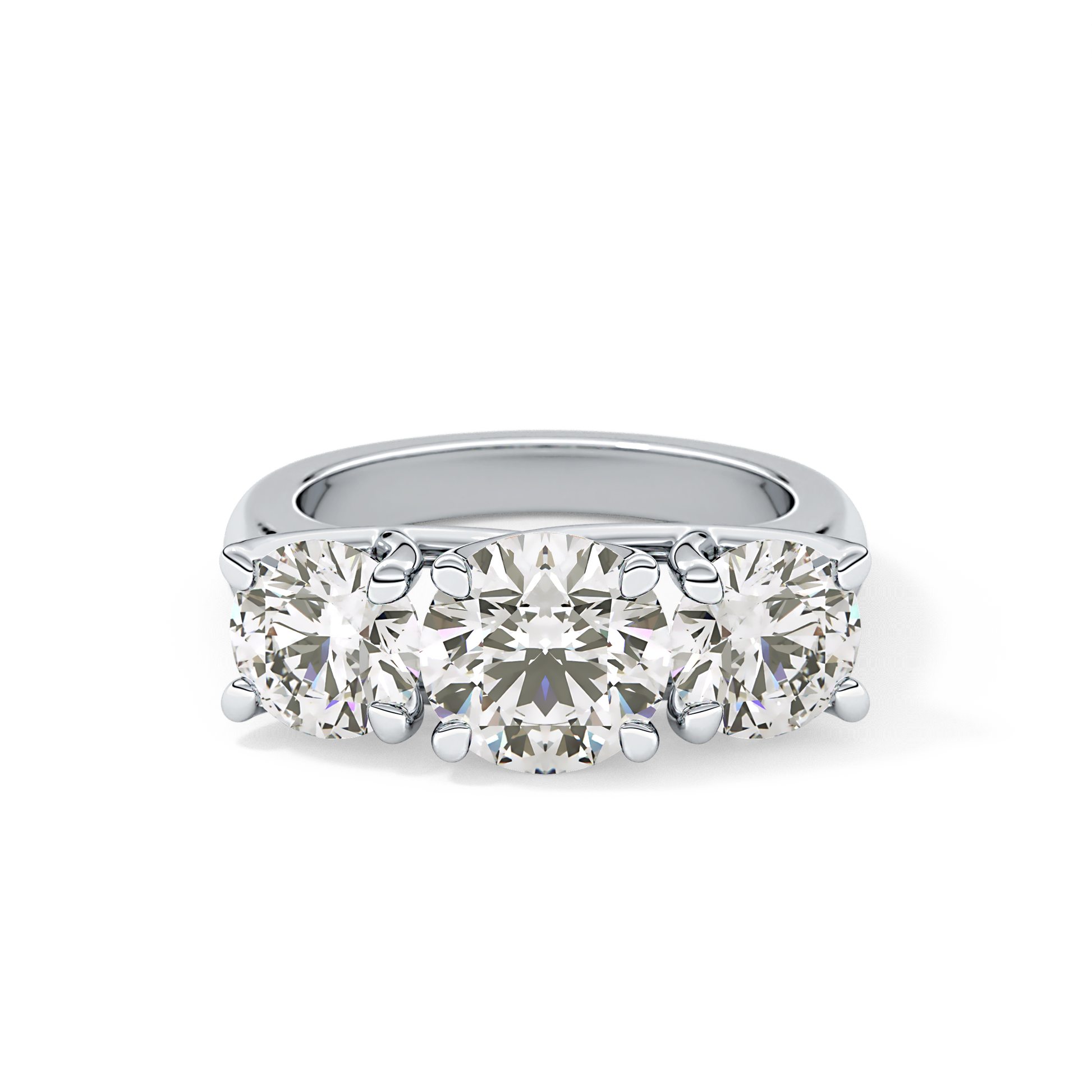 Round Three Stone Lab Grown Diamond Engagement Ring