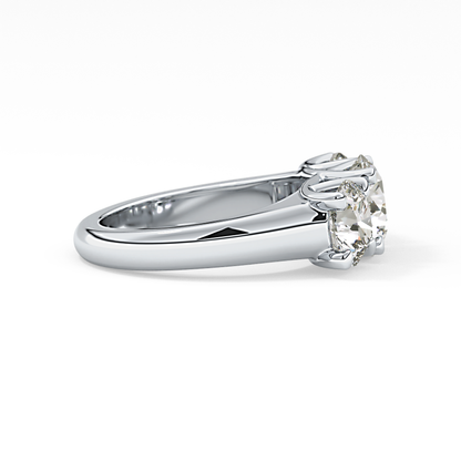 Round Three Stone Lab Grown Diamond Engagement Ring