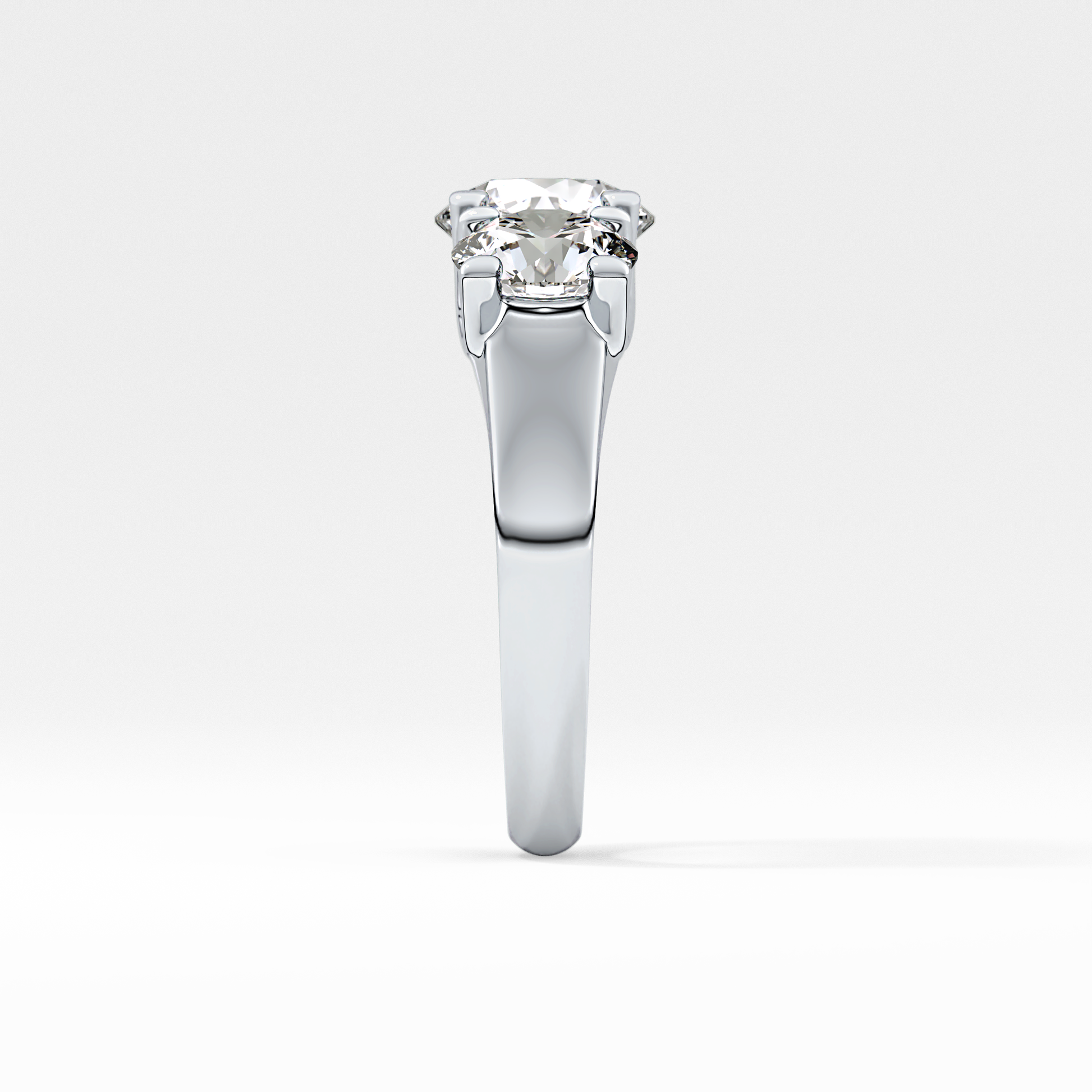 Round Three Stone Lab Grown Diamond Engagement Ring