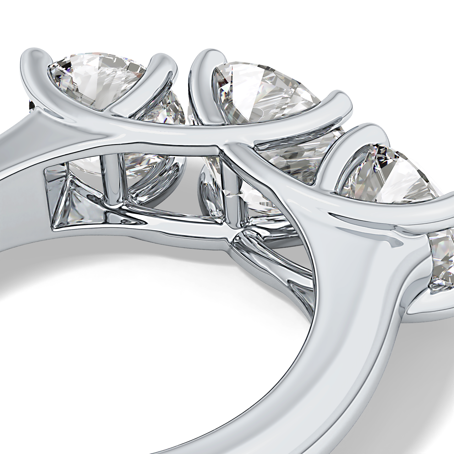 Round Three Stone Lab Grown Diamond Engagement Ring