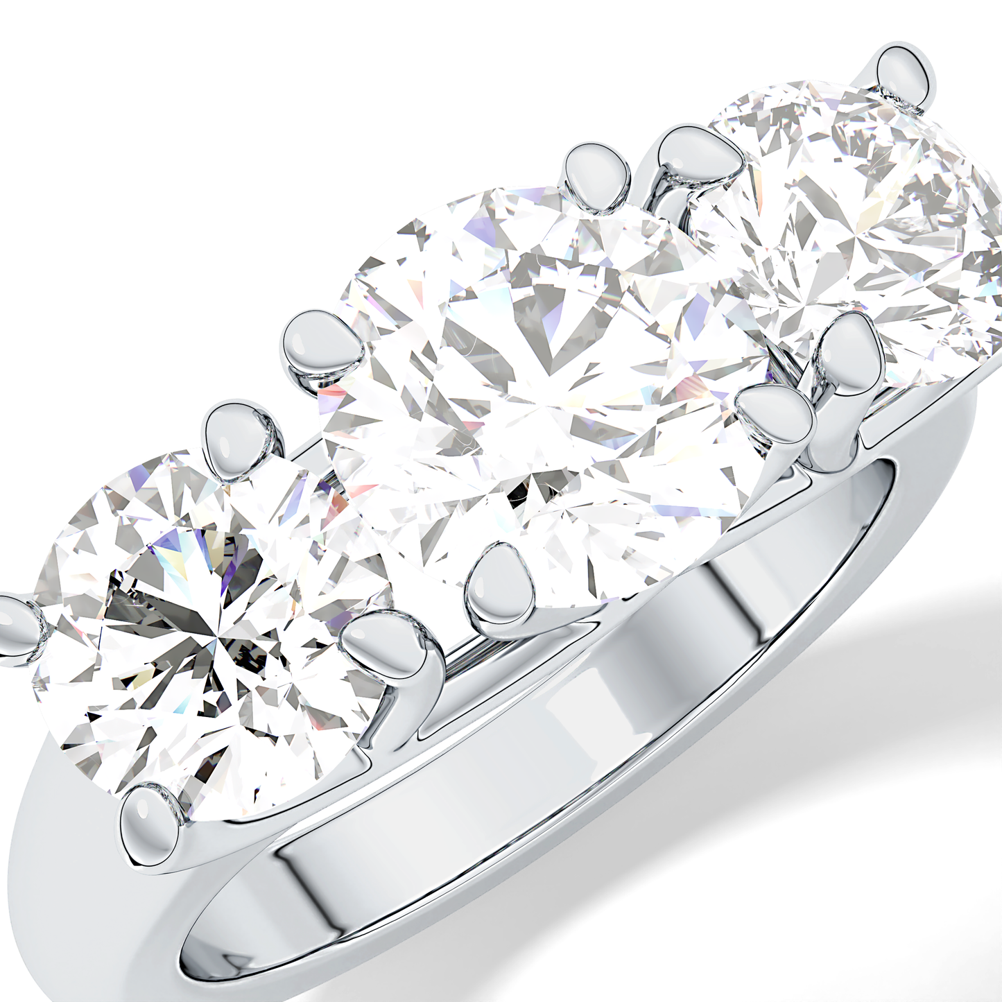 Round Three Stone Lab Grown Diamond Engagement Ring