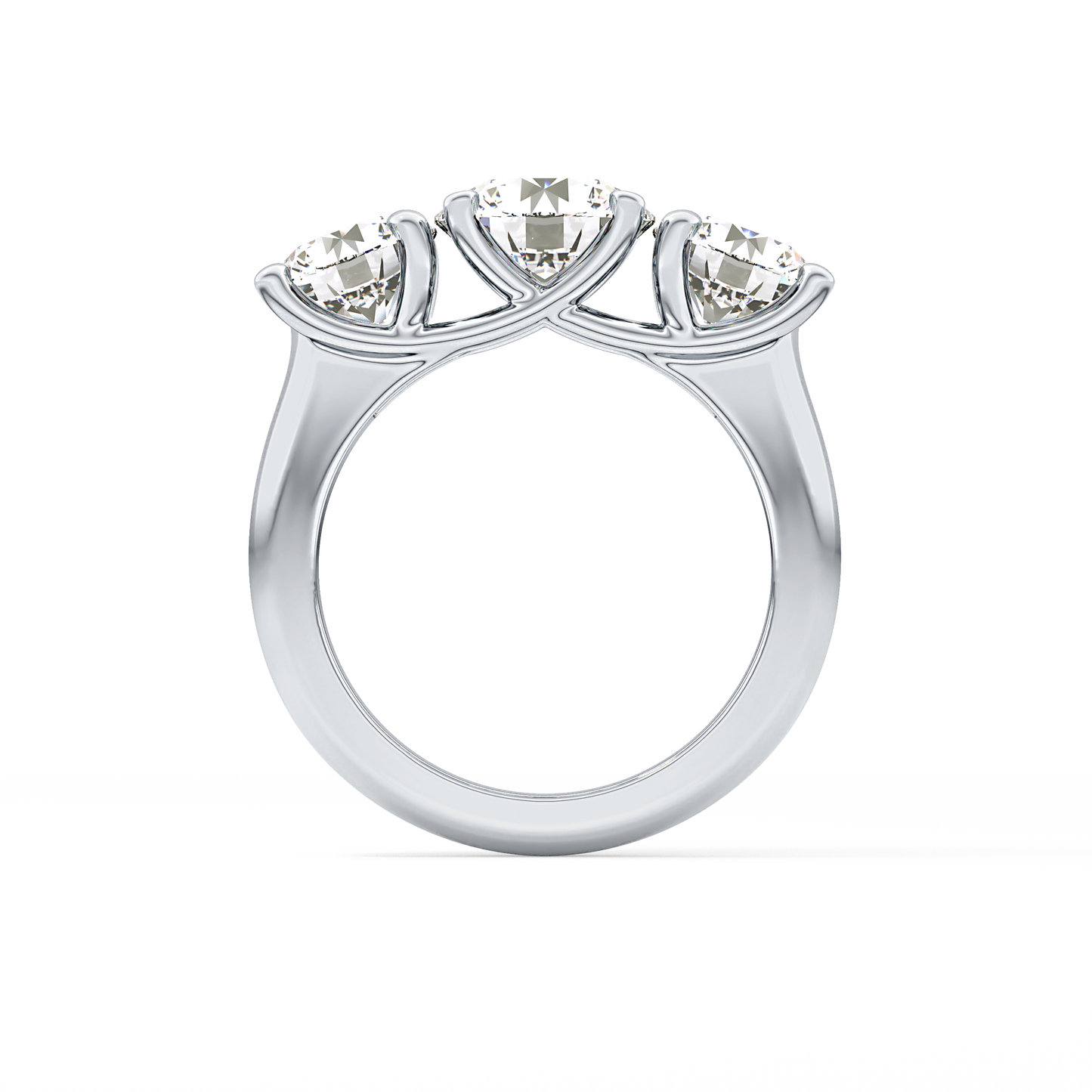 Round Three Stone Lab Grown Diamond Engagement Ring