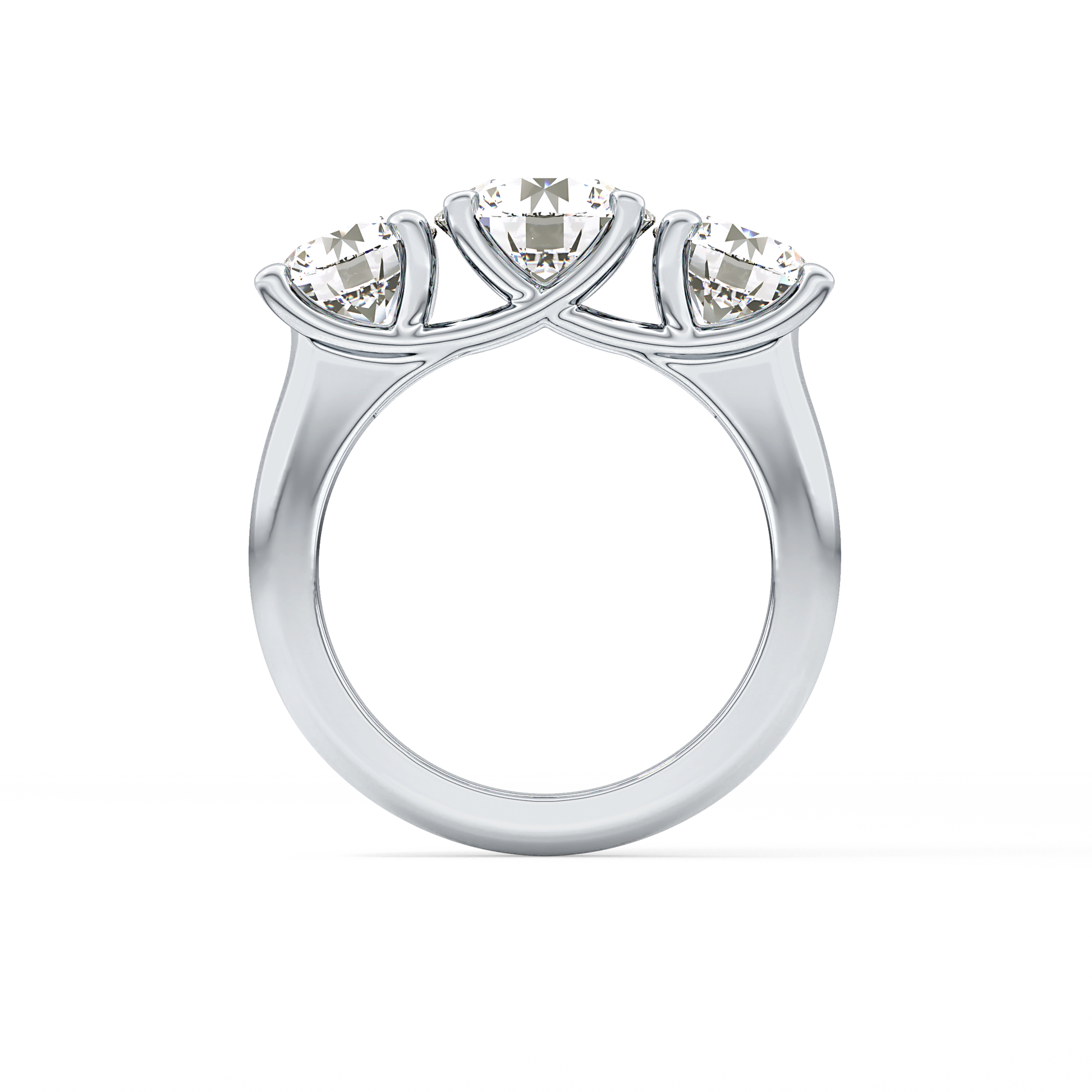 Round Three Stone Lab Grown Diamond Engagement Ring