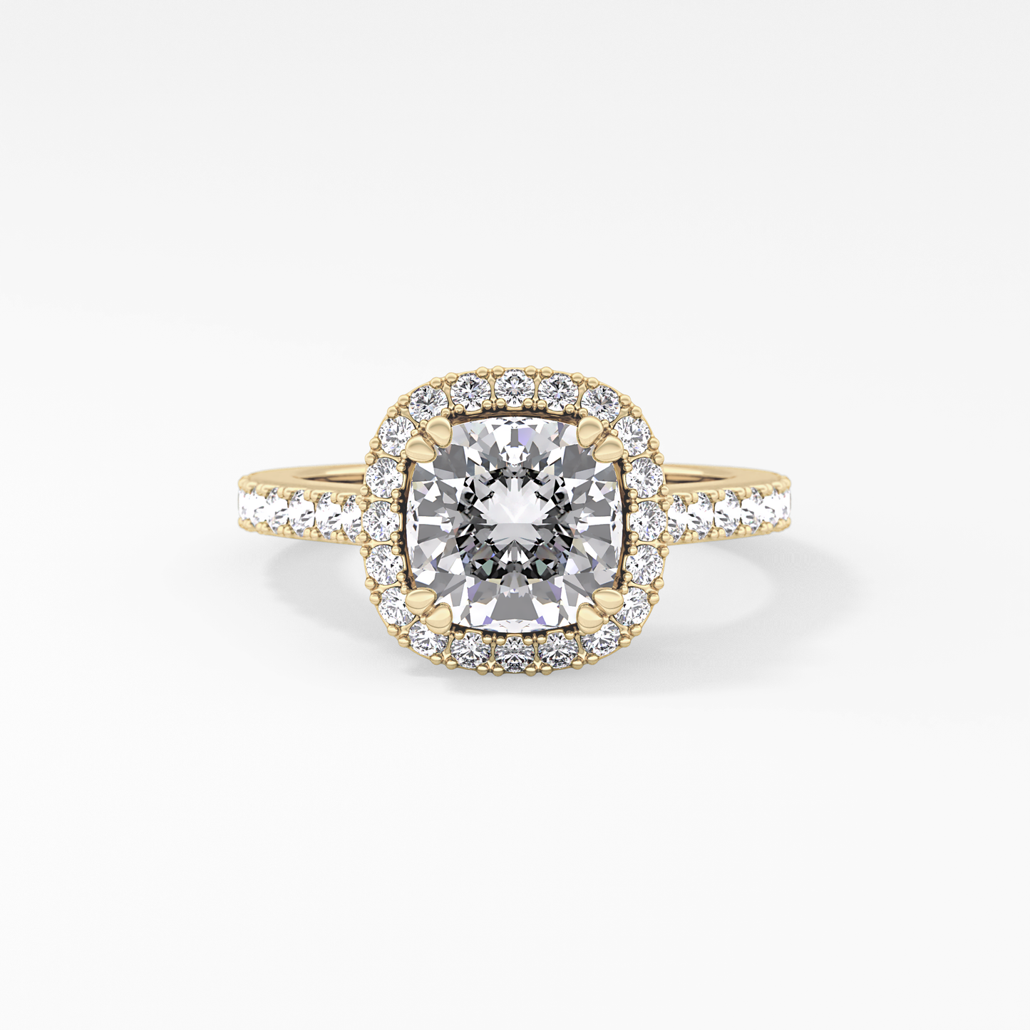 Cushion Halo & Pave Lab Grown Diamond Engagement Ring