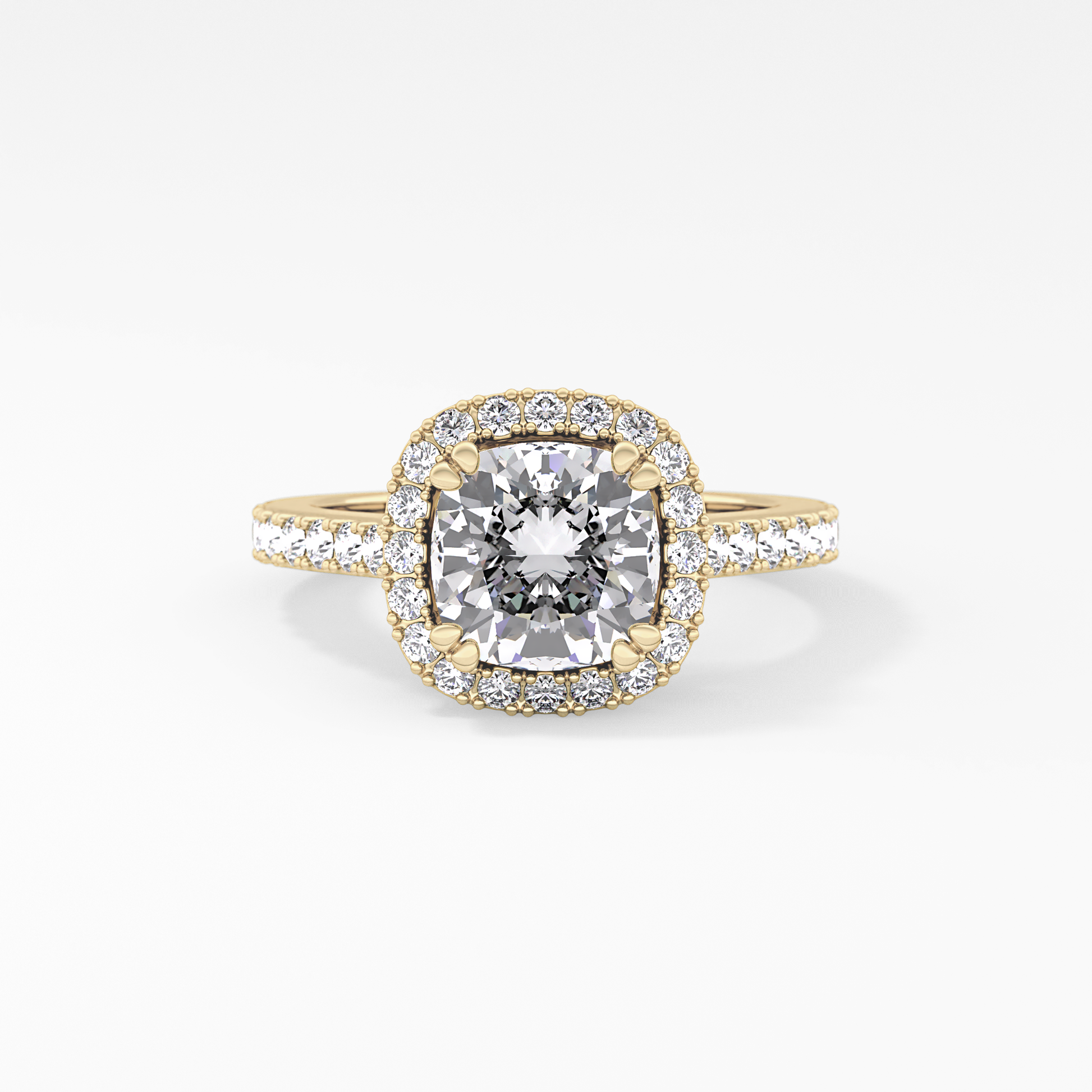 Cushion Halo & Pave Lab Grown Diamond Engagement Ring