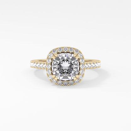 Cushion Halo & Pave Lab Grown Diamond Engagement Ring