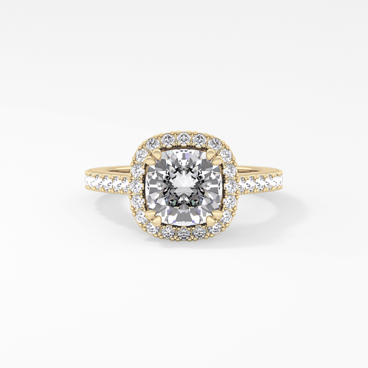 Cushion Halo & Pave Lab Grown Diamond Engagement Ring