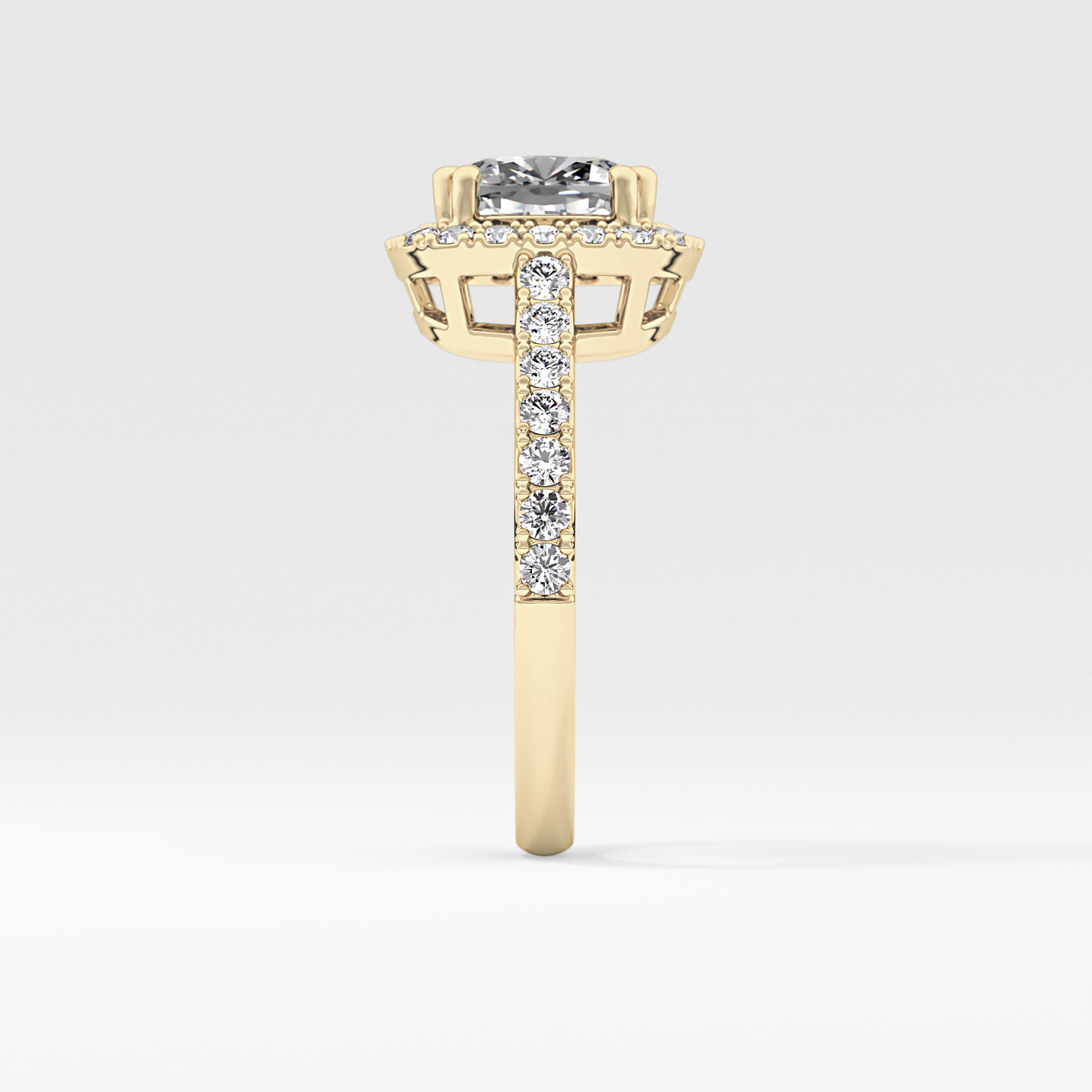 Cushion Halo & Pave Lab Grown Diamond Engagement Ring