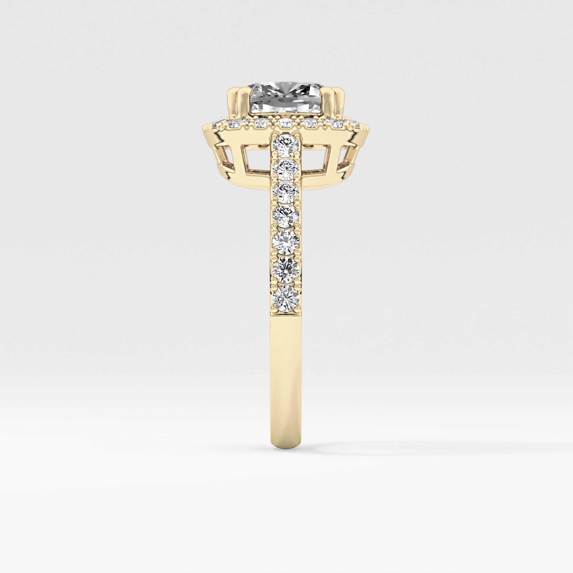 Cushion Halo & Pave Lab Grown Diamond Engagement Ring