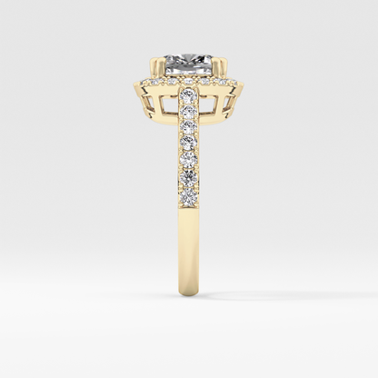 Cushion Halo & Pave Lab Grown Diamond Engagement Ring