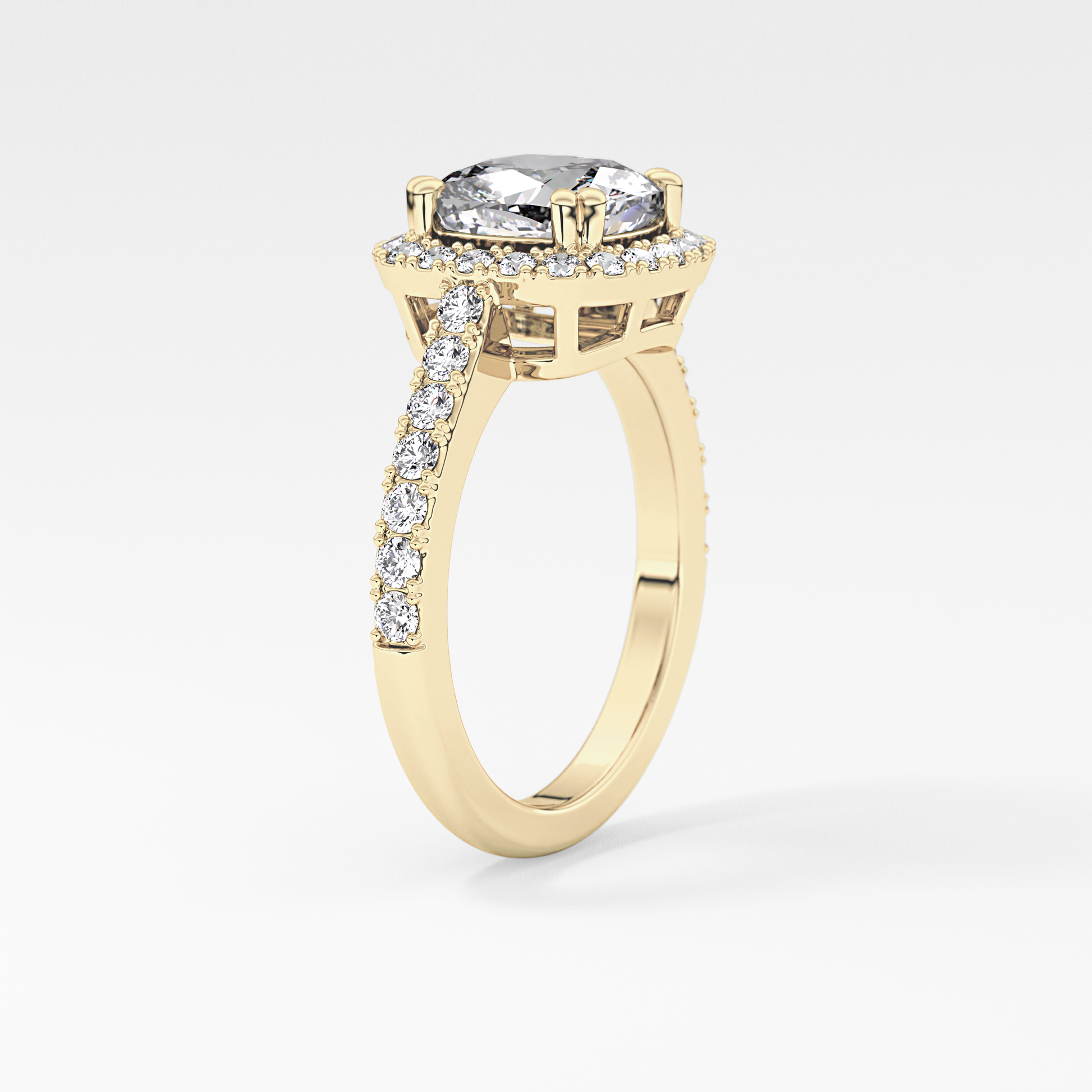 Cushion Halo & Pave Lab Grown Diamond Engagement Ring