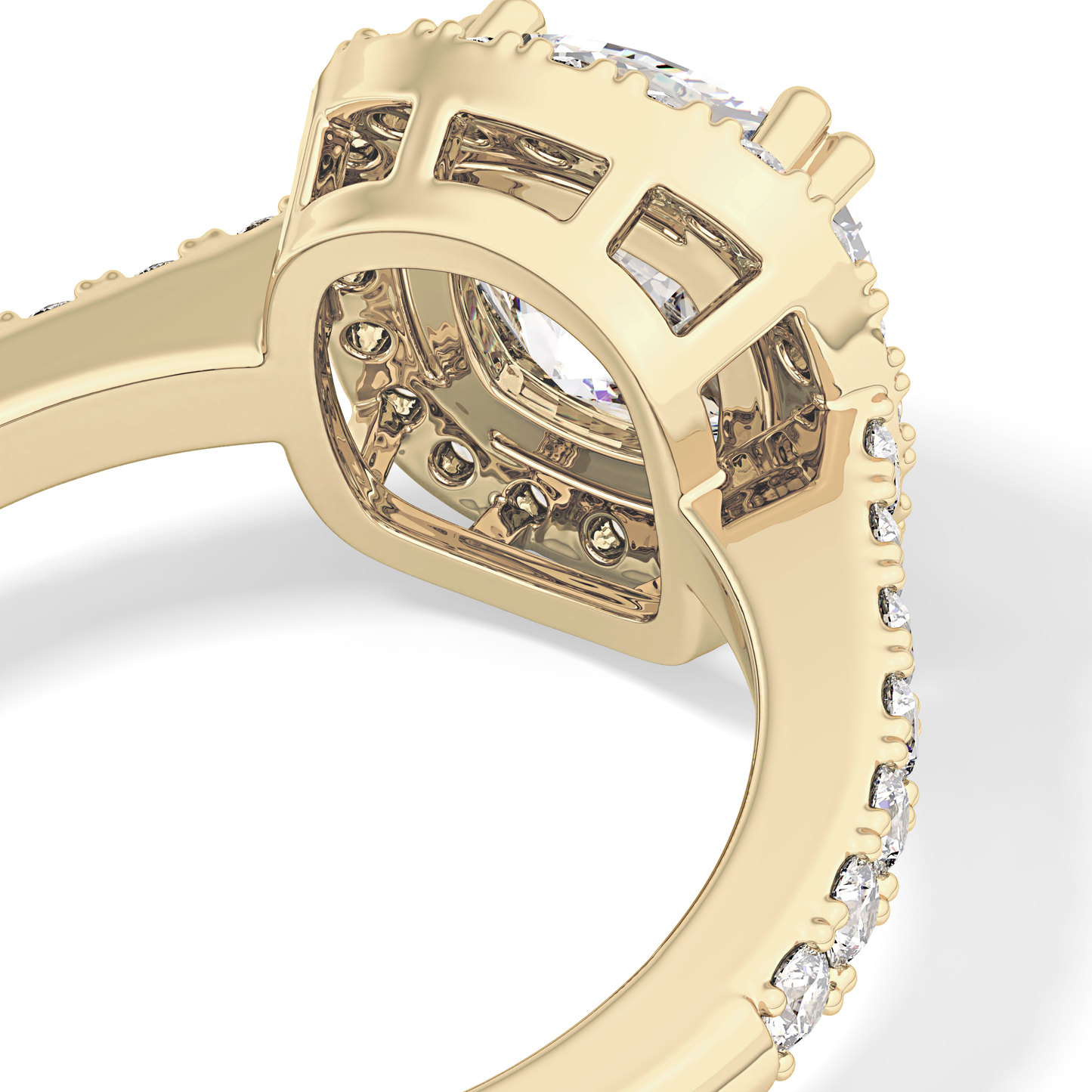 Cushion Halo & Pave Lab Grown Diamond Engagement Ring