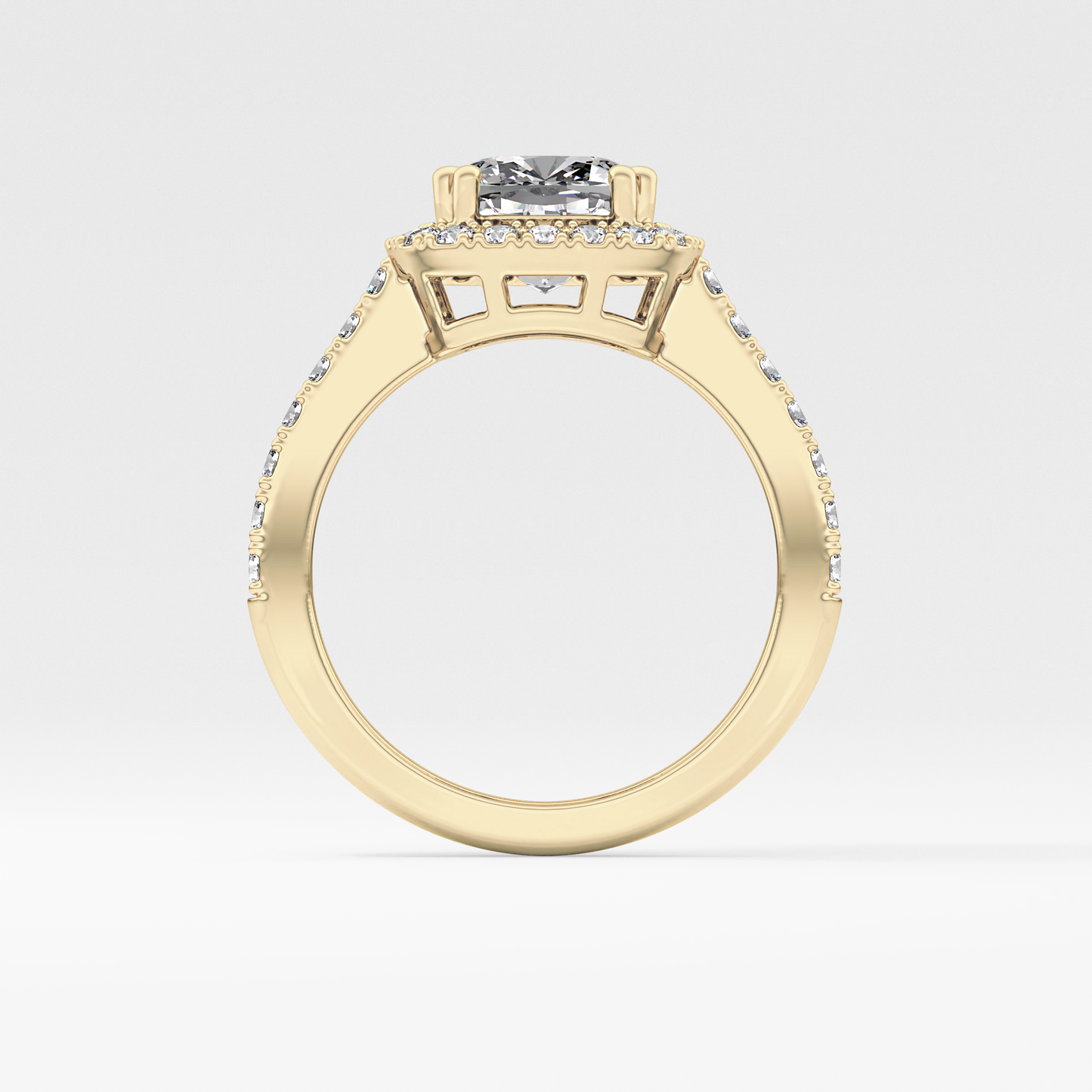 Cushion Halo & Pave Lab Grown Diamond Engagement Ring