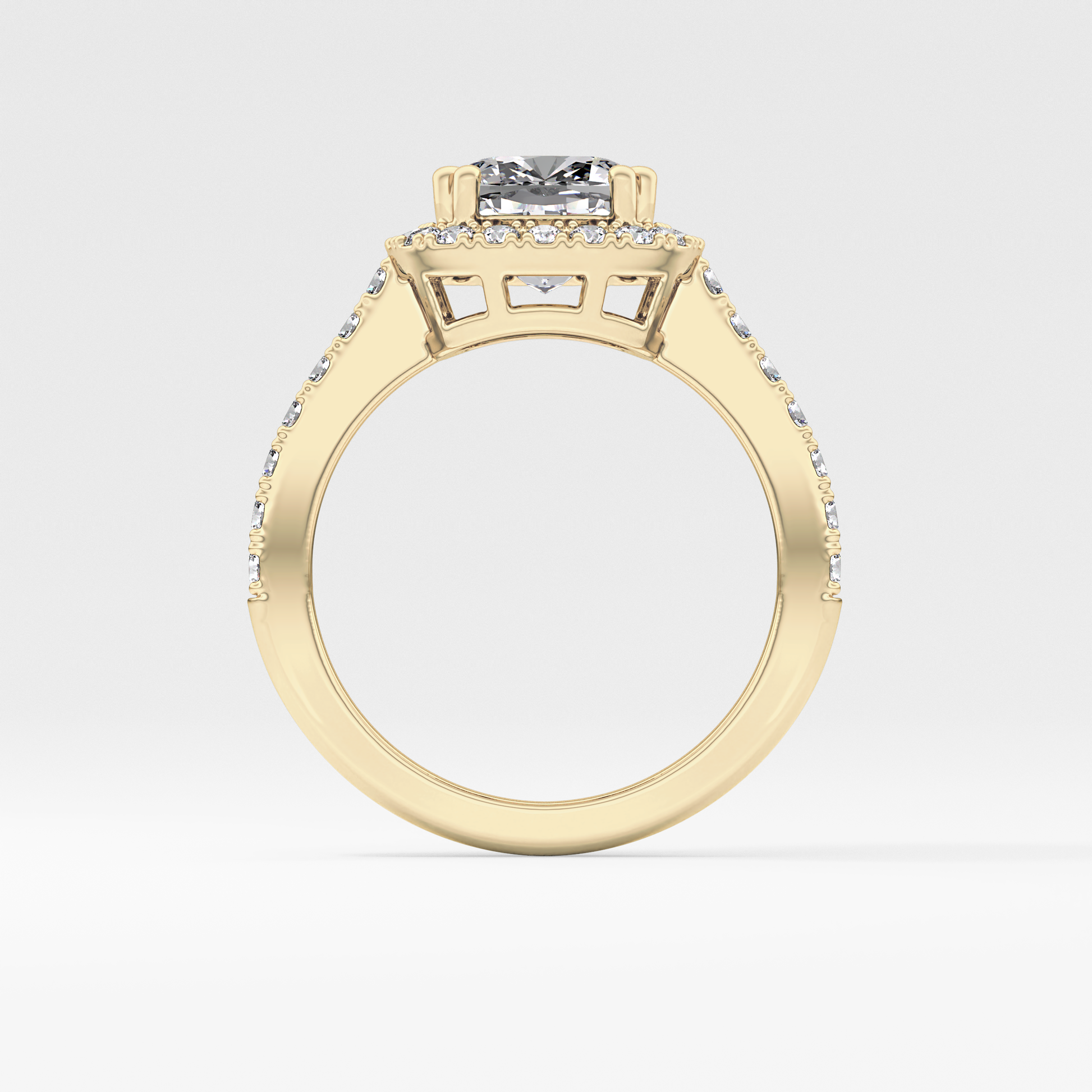 Cushion Halo & Pave Lab Grown Diamond Engagement Ring