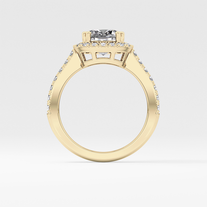 Cushion Halo & Pave Lab Grown Diamond Engagement Ring