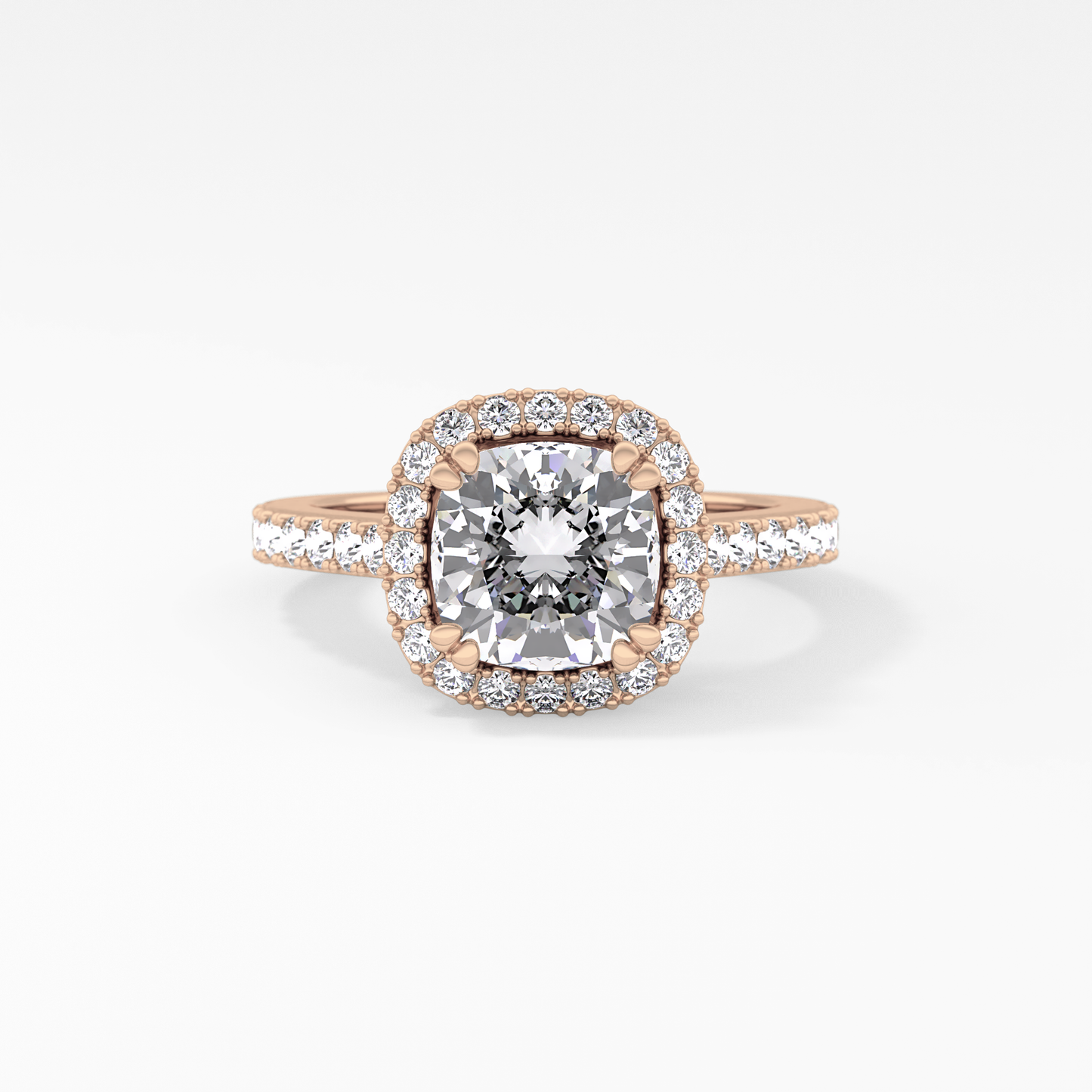 Cushion Halo & Pave Lab Grown Diamond Engagement Ring