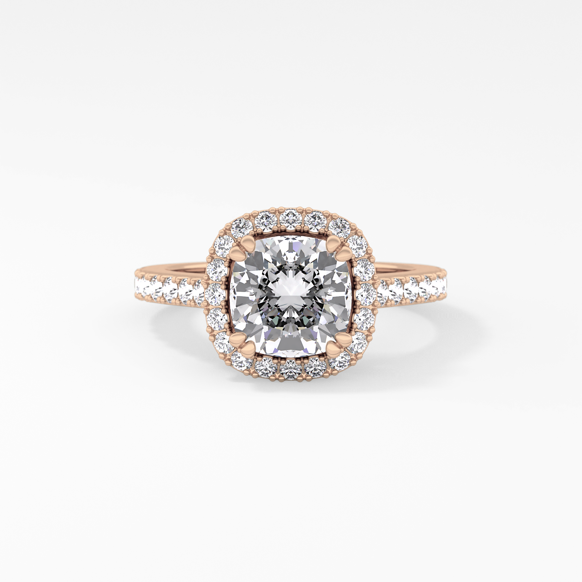 Cushion Halo & Pave Lab Grown Diamond Engagement Ring